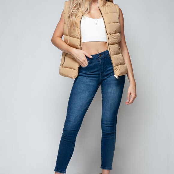 Snobbish Zip Up Turtleneck Vest with Pockets - Picture 6 of 6